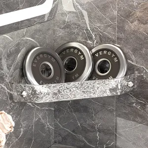 Estante de esquina para baño en vidrio con textura de glaciar y barandilla de metal pulido