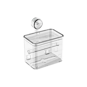 Boîte à mouchoirs murale transparente avec ventouse pour rangement de salle de bain