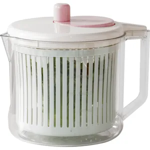 Manual vegetable dehydrator with 2.5L capacity and ergonomic handle for salad spinning