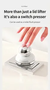 Macro shot of silver ball lid lifter with mirrored chrome finish for toilet seats