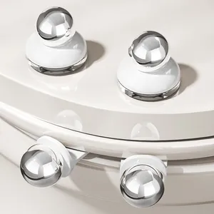 Hygienic silver ball toilet seat lifter set with white base for touchless lid opening
