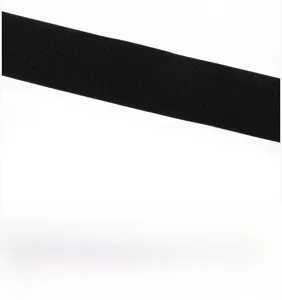 Close-up of black elastic woven belt texture for women showing thick fabric weave