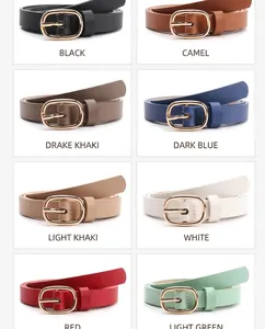 Vue détaillée de huit ceintures pour femmes en simili cuir avec boucles ovales dorées
