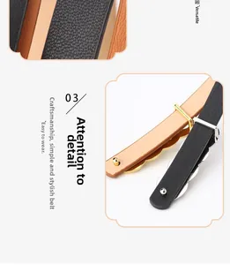 Détails de la ceinture en cuir grainé avec boucles métalliques dorées et argentées