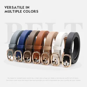 Ceintures fines minimalistes pour femmes avec boucles ovales dorées en sept couleurs