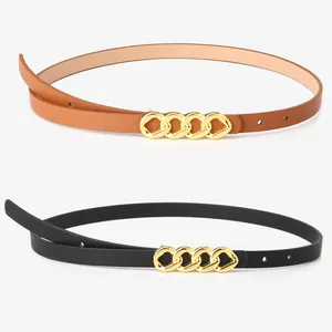 Fines ceintures chic noires et marron avec boucles de chaîne dorées pour robes