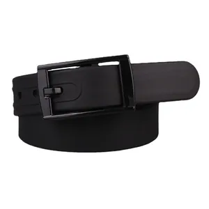 Universal black silicone belt with plastic buckle and matte finish for metal-free security