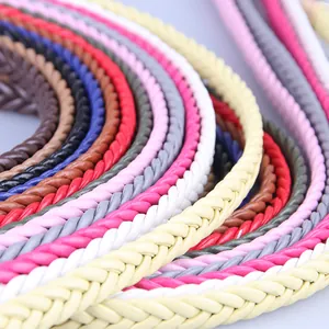 Handwoven thin leather belts for women in various colors for dresses and casual wear