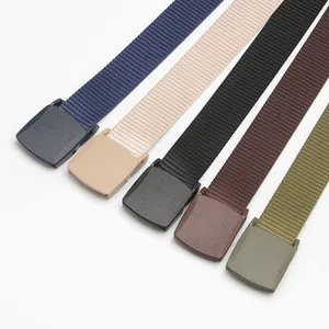 Tactical Nylon Webbing Belt For Men Women Outdoor Sports Casual Waist Belt With Quick Release Plastic Buckle Breathable Non-Metal Belt