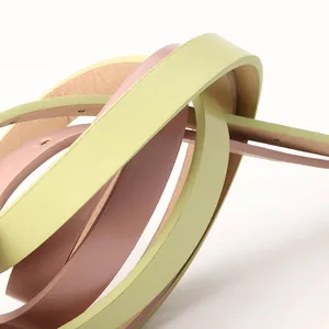 Minimalist women's PU leather waist belts in lime green and dusty rose colors