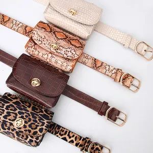 Women's mini belt bag set with snake, crocodile, leopard print and woven textures