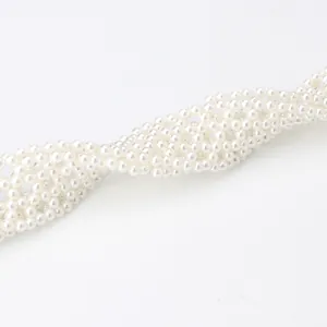 Elegant multi-strand faux pearl woven waist chain belt for women's dress accessories