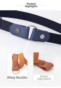 Vue détaillée de la boucle en alliage et du matériau élastique de la ceinture invisible