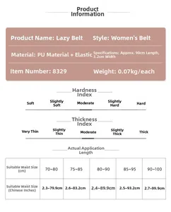 Guide des tailles de la ceinture élastique sans boucle pour femmes avec mesures précises