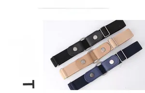 Détails des ceintures élastiques en noir, kaki et bleu marine avec boucles métalliques