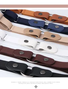 Détails de six couleurs de ceintures élastiques invisibles avec boucles anneaux en métal