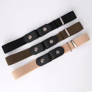 Three-piece set of minimalist invisible elastic waist belts in black, olive, and beige