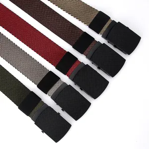 Ceintures en toile pour hommes avec boucle noire en vert, gris, rouge, brun et kaki