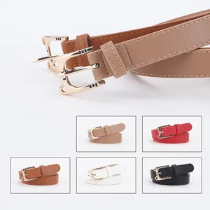 Sweet Women Cat Head Buckle Thin PU Leather Belt Fashion Decorative Waistband For Jeans Dresses Adjustable Elegant Lady Accessories