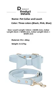 Detail specifications of PU leather pet collar and leash set with alloy buckles