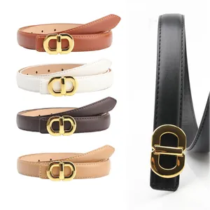 Ceintures en cuir pour femmes avec boucle CD dorée en cinq couleurs tendance