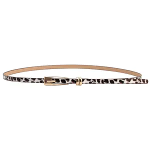 Ceinture fine léopard pour femme avec une boucle à ardillon élégante en alliage doré