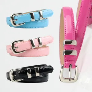 Women Fashion Slim Patent Leather Belt With Silver Alloy Pin Buckle Colorful Candy Color Minimalist Waist Belt For Jeans