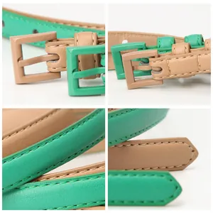 Set di cinture sottili vintage da donna in verde menta e kaki con fibbie ad ardiglione