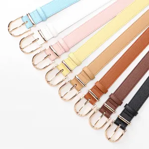 Lot de ceintures en cuir pour femmes en 8 couleurs avec boucles ardillon dorées