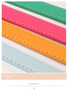 Macro shot of colorful leather belts featuring precision stitching and vibrant textures