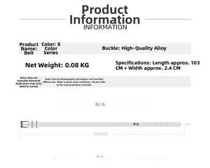 Spécifications détaillées de taille et boucle en alliage pour ceinture fine de femme