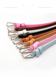 Dettagli di cinture sottili in otto colori con fibbie in lega d'argento lucido