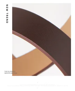 Macro shot of smooth brown leather belt with polished oil edge and natural texture