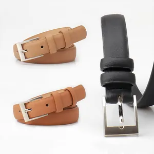 Ceinture Mince en Cuir Synthétique Mode pour Femmes Avec Boucle à Ardillon en Alliage Texture Granulée Couleur Unie Décontractée pour Jeans Robe