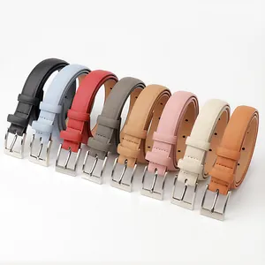 Collection de ceintures fines pour femme avec boucle en alliage en huit couleurs