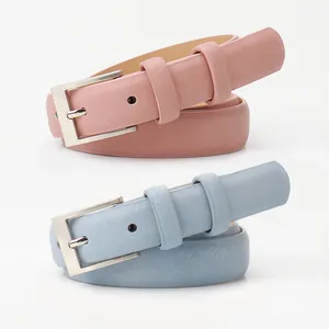 Ceintures fines en cuir rose et bleu avec boucles en alliage pour femmes élégantes