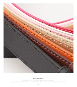 Dettaglio delle cuciture della cintura in pelle e selezione di diversi colori di moda