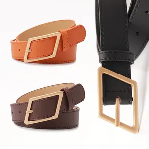Cintura in Pelle PU Moda Donna Fibbia Geometrica in Lega Minimalista Casual Tinta Unita Cinturino Regolabile per Jeans Abiti