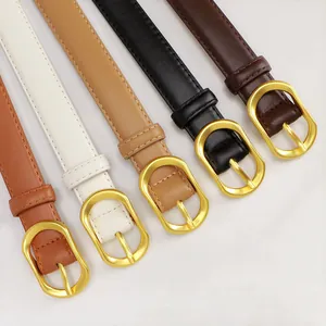 Ceintures fines en cuir pour femmes avec boucles dorées vintage en cinq couleurs classiques