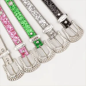 Ceintures Y2K en strass pour femmes en plusieurs couleurs avec finition pailletée chic