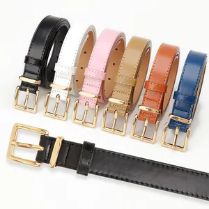 Fashion Women Faux Leather Belt With Square Alloy Pin Buckle Chic Versatile Waist Belt For Jeans Casual Office Decorative Accessory