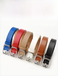 Classic faux leather belts for women in six colors with polished alloy buckles
