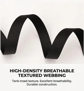 Macro detail of high-density breathable nylon webbing with tank texture for tactical belt