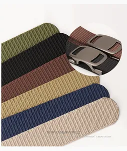 Detail of multi-color tactical nylon belts with matte alloy automatic buckles for men and women