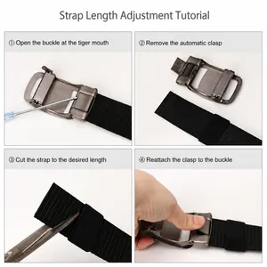 Tactical nylon belt with alloy buckle including a guide for trimming to fit any waist size