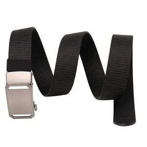 Tactical nylon belt for men with durable silver alloy buckle and anti-slip woven strap