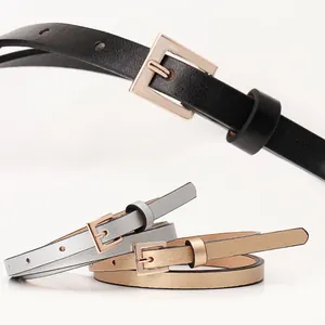 Cinture sottili da donna con fibbie quadrate in metallo nei colori nero, oro e argento