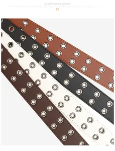 Dettagli di cinture in pelle PU stile punk con doppi occhielli in quattro colori
