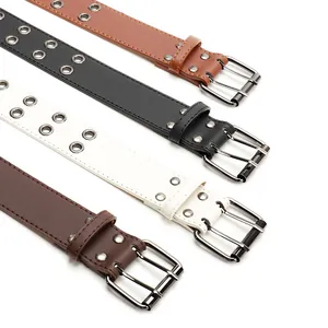 Cinture punk in ecopelle con doppi occhielli metallici in quattro colori classici