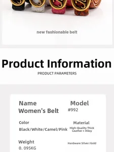 Detailed specs of the vintage faux leather belt featuring a sleek metal buckle design